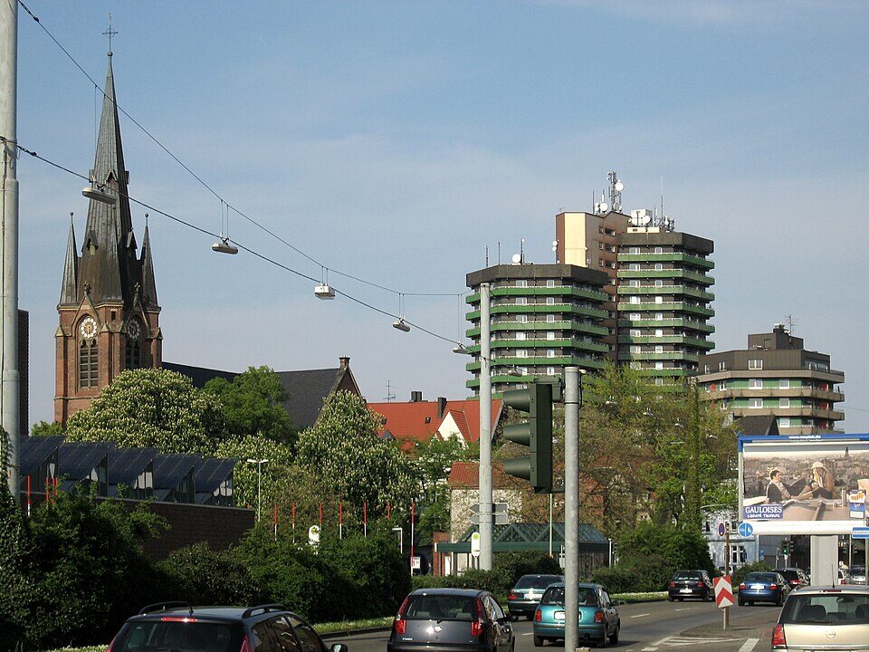 Herne, Blick auf Europaplatz mit Kreuzkirche