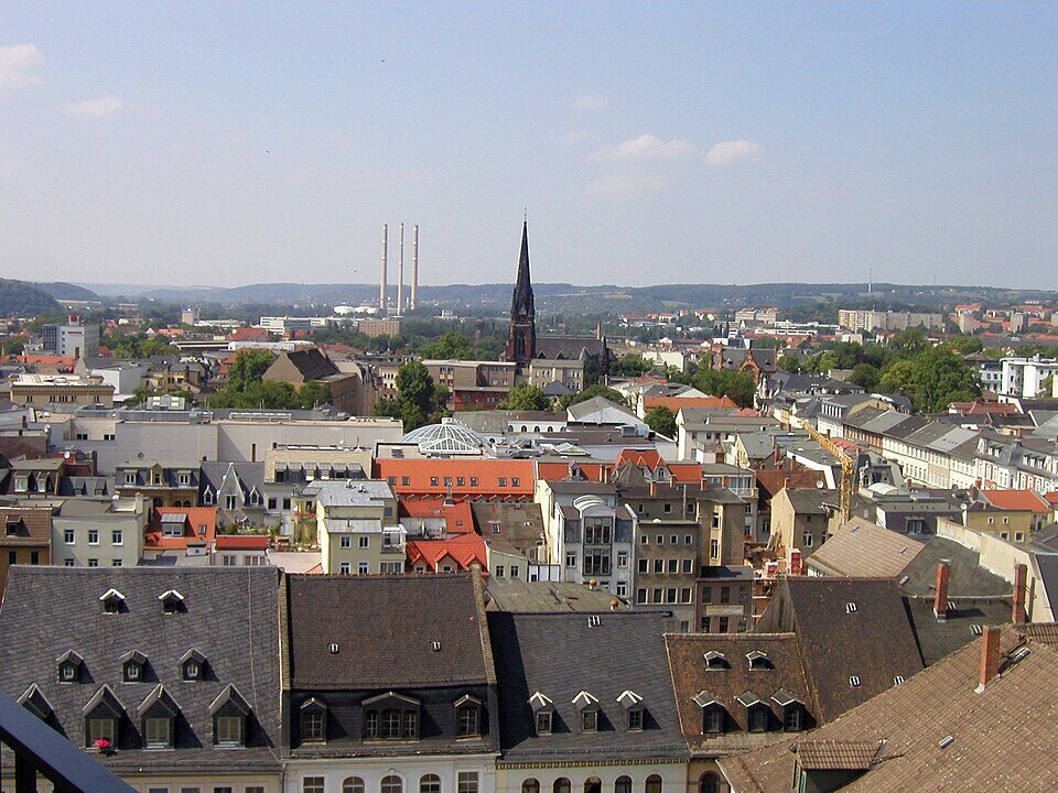 Blick vom Rathausturm über Gera
