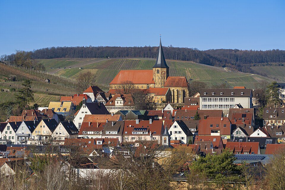 Altstadt, Ansicht von Süden im Winter in Weinsberg